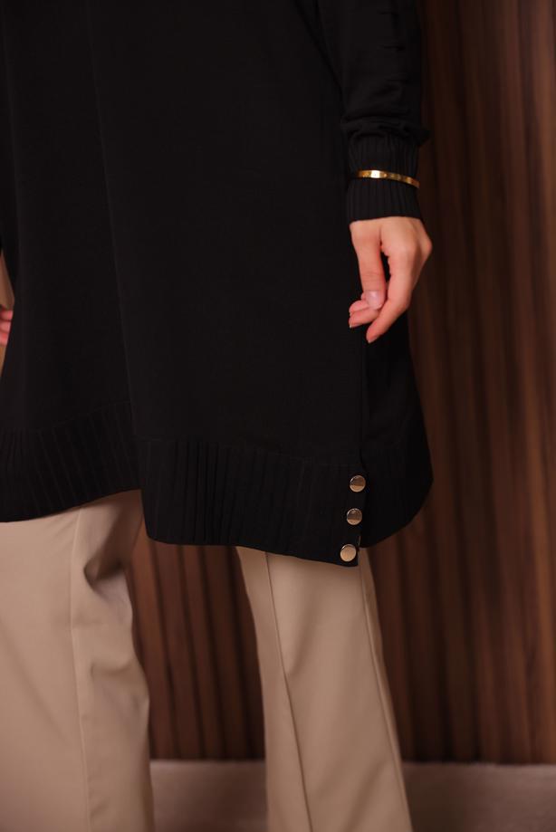 Vêtements hijab NOIR TUNIQUE EN MAILLE T 8007 - TRENDTESETTÜR