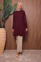 Tesettür giyim BORDO TRİKO TUNİK T 8007