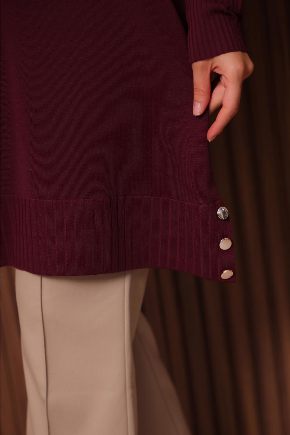 Tesettür giyim BORDO TRİKO TUNİK T 8007