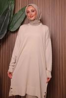 Tesettür giyim EKRU TRİKO TUNİK T 8007