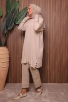 Tesettür giyim EKRU TRİKO TUNİK T 8007