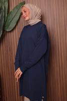 Vêtements hijab BLEU MARINE TUNIQUE EN MAILLE T 8007