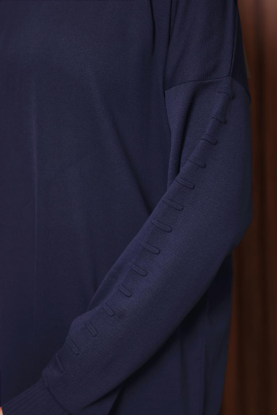 Vêtements hijab BLEU MARINE TUNIQUE EN MAILLE T 8007