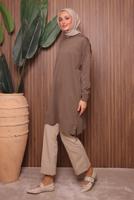 Tesettür giyim KAHVE TRİKO TUNİK T 8007