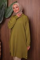 Tesettür giyim YEŞİL TRİKO TUNİK T 8007