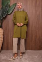 Tesettür giyim YEŞİL TRİKO TUNİK T 8007