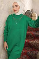Tesettür giyim YEŞİL TRİKO TUNİK T 8058-1