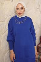 Tesettür giyim LACİVERT TRİKO TUNİK T 8058-1