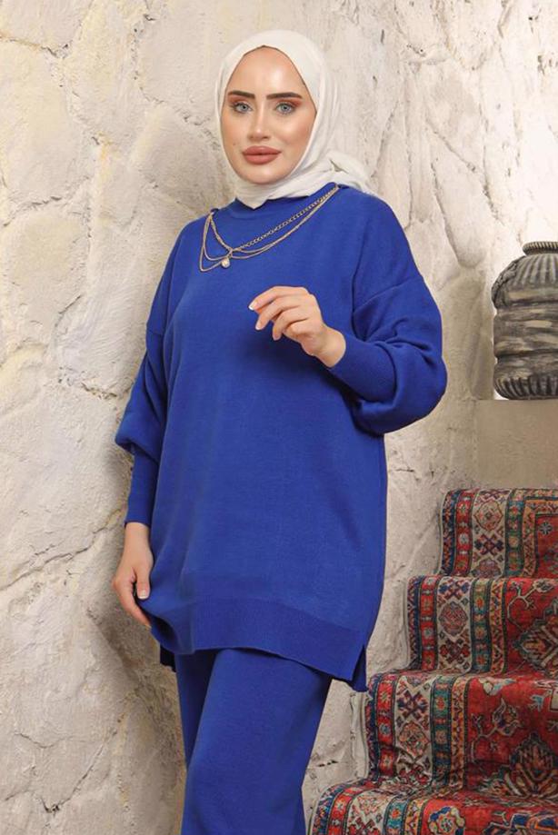 Tesettür giyim LACİVERT T 8058-1 NSS TRİKO TUNİK - TRENDTESETTÜR