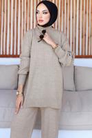 Tesettür giyim VİZON TRİKO TUNİK T 8116-1