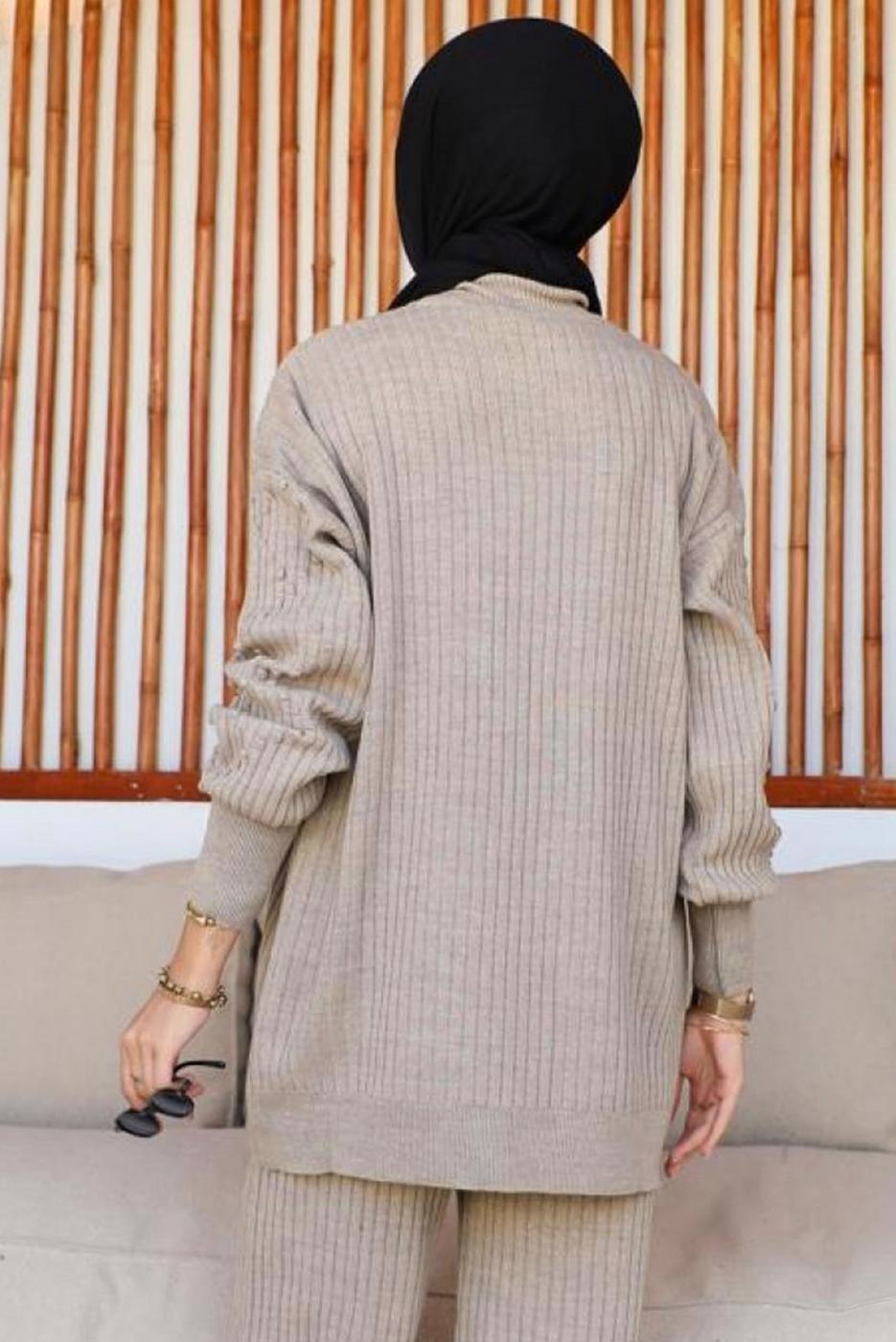 Tesettür giyim VİZON TRİKO TUNİK T 8116-1