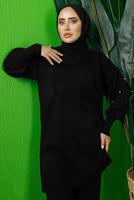 Tesettür giyim SİYAH BONCUK İŞLEMELİ TRİKO TUNİK T 8408-1