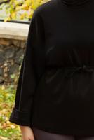Tesettür giyim SİYAH BELDEN BAĞCIKLI TUNİK T 84112