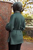 Tesettür giyim YEŞİL BELDEN BAĞCIKLI TUNİK T 84112