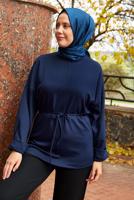 Tesettür giyim LACİVERT BELDEN BAĞCIKLI TUNİK T 84112