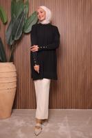 Tesettür giyim SİYAH TRİKO TUNİK T 9007