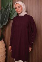 Tesettür giyim BORDO TRİKO TUNİK T 9007