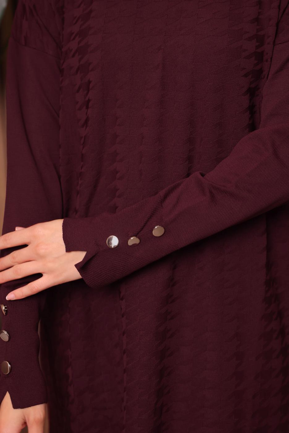 Tesettür giyim BORDO TRİKO TUNİK T 9007