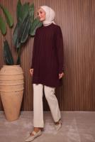 Tesettür giyim BORDO TRİKO TUNİK T 9007