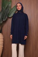 Tesettür giyim LACİVERT TRİKO TUNİK T 9007