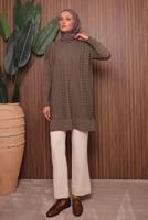 Tesettür giyim KAHVE TRİKO TUNİK T 9007