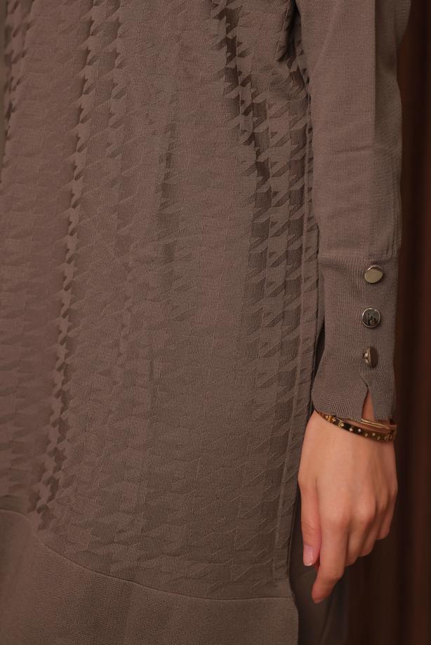 Tesettür giyim KAHVE TRİKO TUNİK T 9007 - TRENDTESETTÜR