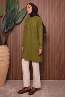 Tesettür giyim YEŞİL TRİKO TUNİK T 9007