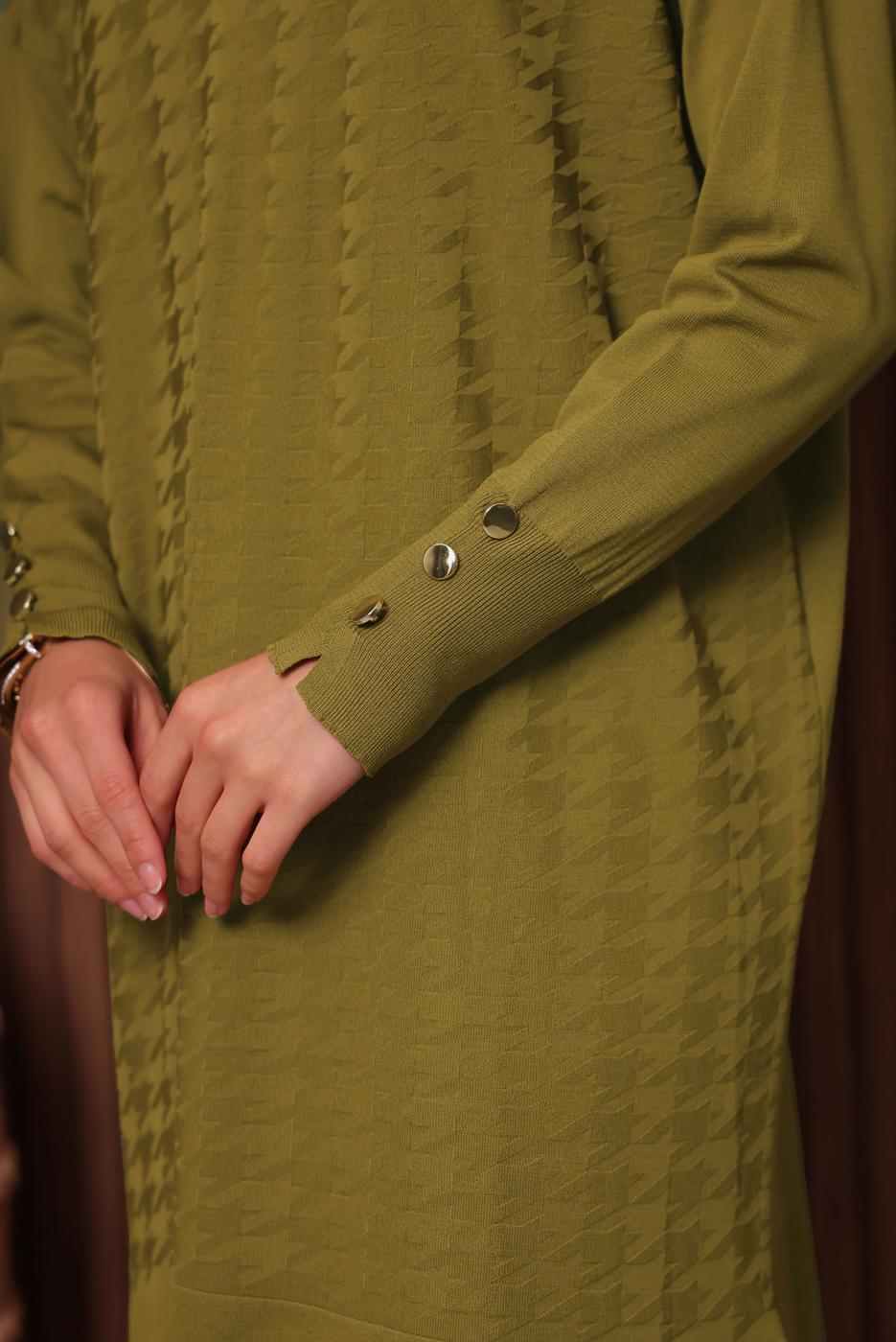 Tesettür giyim YEŞİL TRİKO TUNİK T 9007