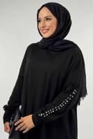 Tesettür giyim SİYAH İNCİ DETAYLI TUNİK T 90381