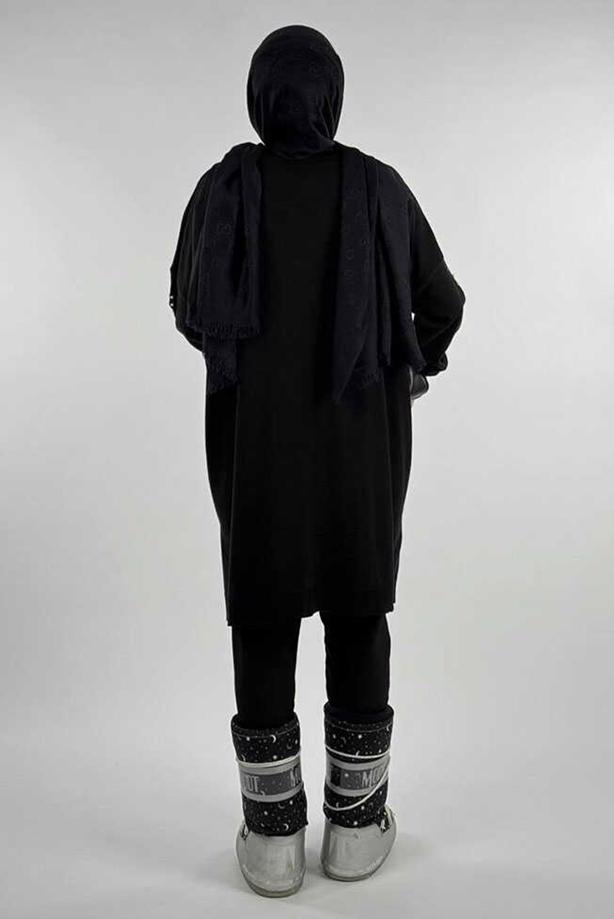 Tesettür giyim SİYAH İNCİ DETAYLI TUNİK T 90381 - TRENDTESETTÜR