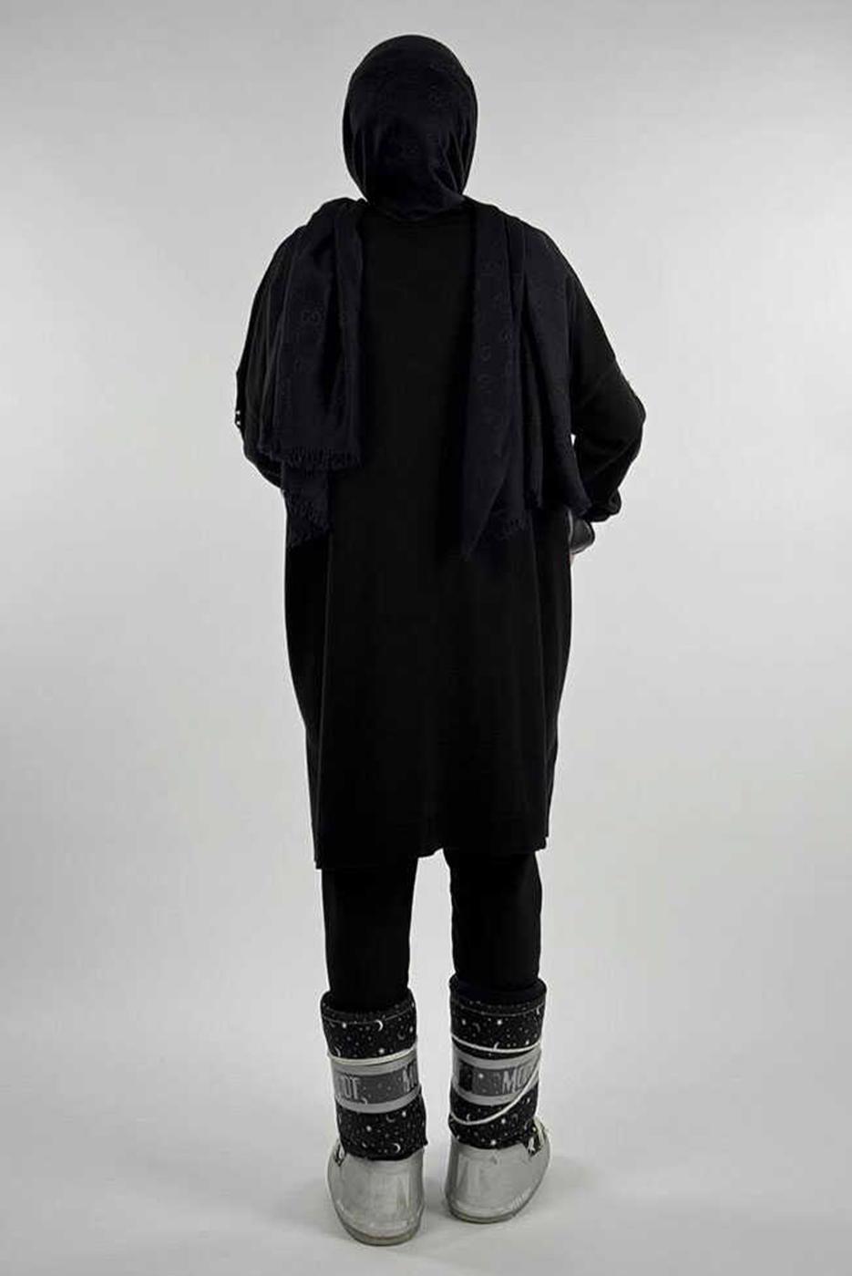 Tesettür giyim SİYAH İNCİ DETAYLI TUNİK T 90381