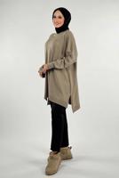 Tesettür giyim VİZON İNCİ DETAYLI TUNİK T 90381