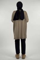 Tesettür giyim VİZON İNCİ DETAYLI TUNİK T 90381