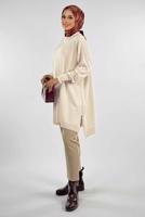 Tesettür giyim BEJ İNCİ DETAYLI TUNİK T 90381