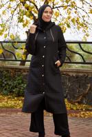 Tesettür giyim SİYAH KAPÜŞONLU KAP T 0009