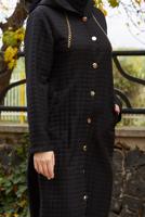 Tesettür giyim SİYAH KAPÜŞONLU KAP T 0009