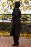 Tesettür giyim SİYAH KAPÜŞONLU KAP T 0009