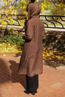 Tesettür giyim KAHVE KAPÜŞONLU KAP T 0009
