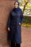 Tesettür giyim LACİVERT KAPÜŞONLU KAP T 0009