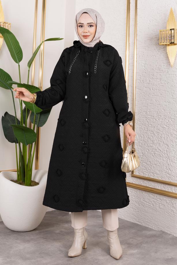 Vêtements hijab NOIR VESTE À CAPUCHE T 0702 - TRENDTESETTÜR