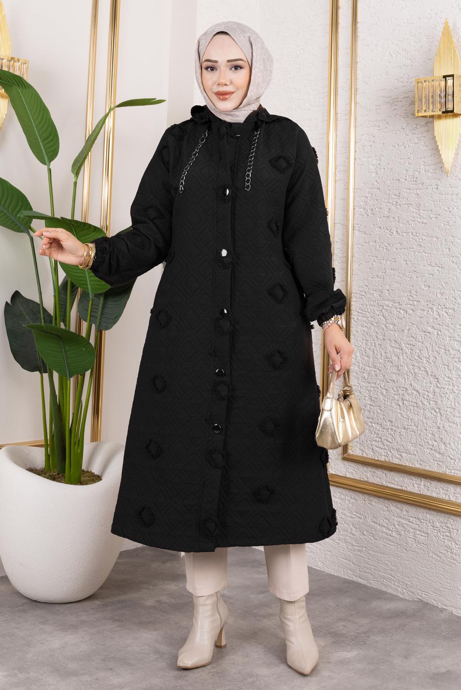 Vêtements hijab NOIR VESTE À CAPUCHE T 0702