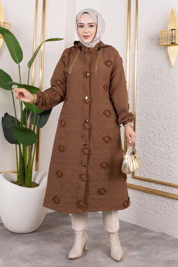 Vêtements hijab BRUN VESTE À CAPUCHE T 0702 - TRENDTESETTÜR