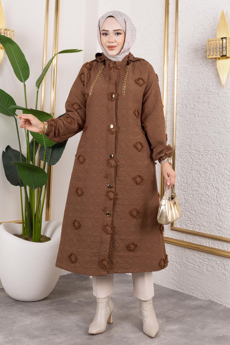 Vêtements hijab BRUN VESTE À CAPUCHE T 0702