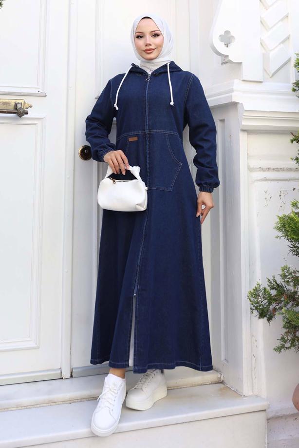 Vêtements hijab BLEU MARINE VESTE À CAPUCHE T 1011 - TRENDTESETTÜR