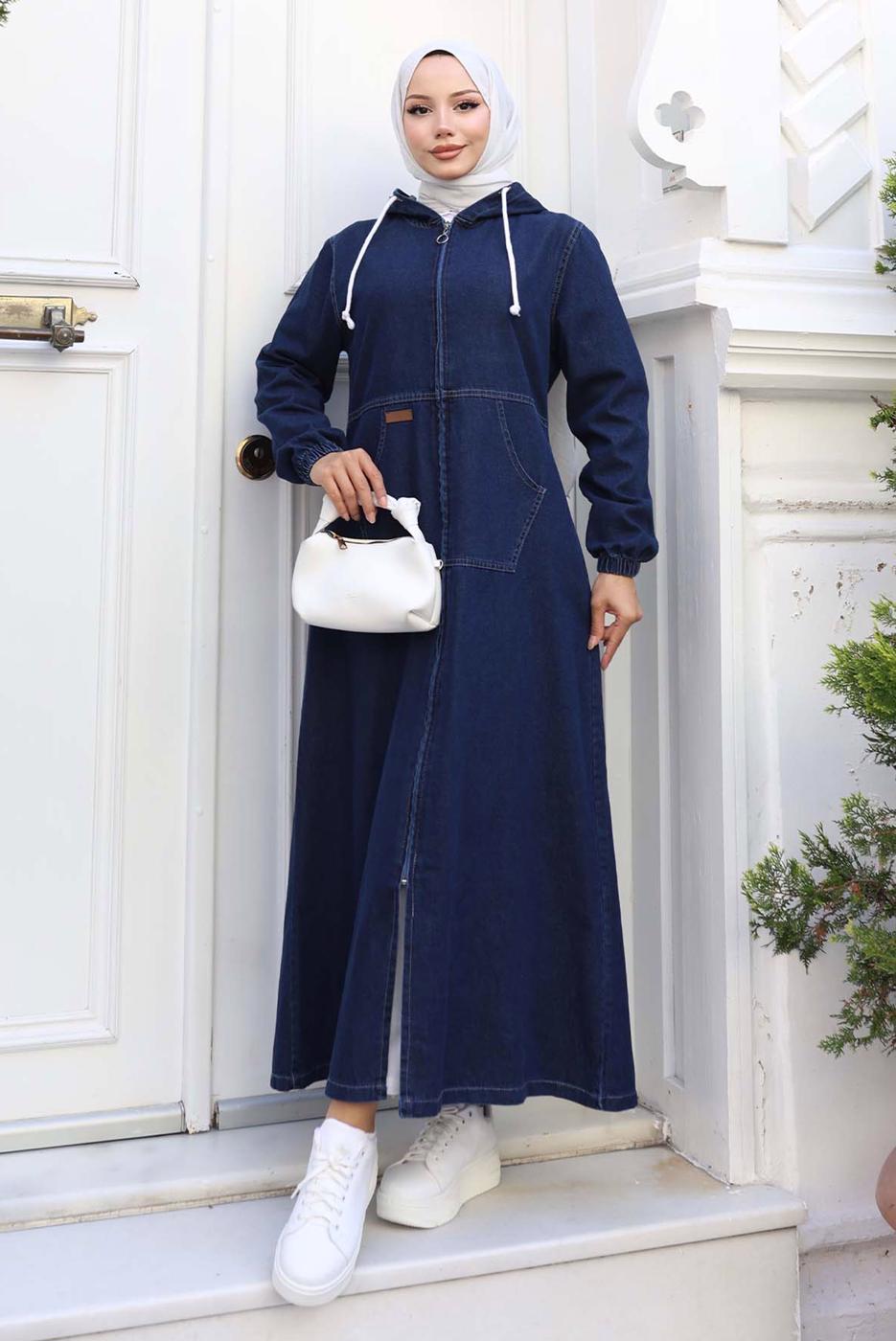 Vêtements hijab BLEU MARINE VESTE À CAPUCHE T 1011