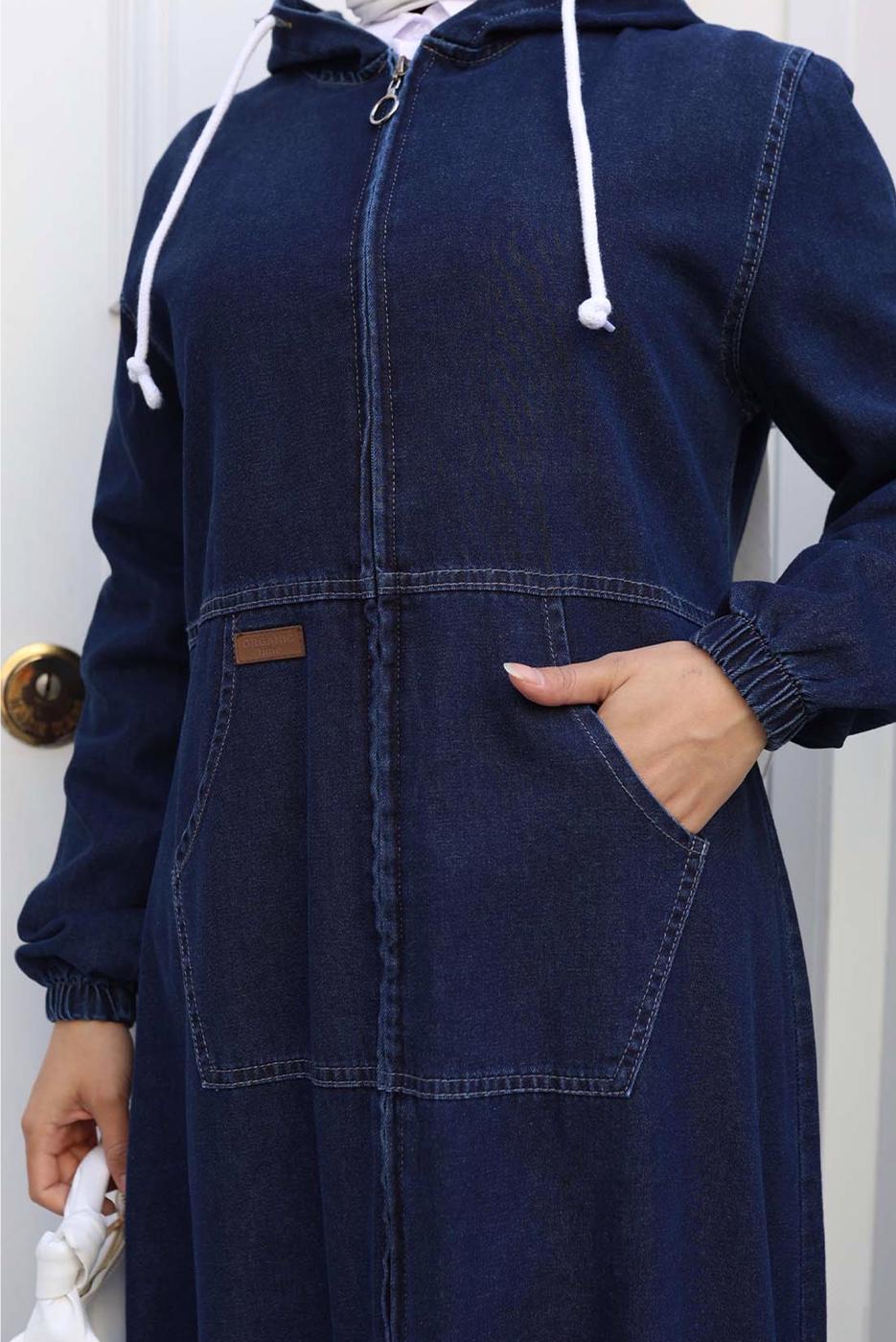 Vêtements hijab BLEU MARINE VESTE À CAPUCHE T 1011
