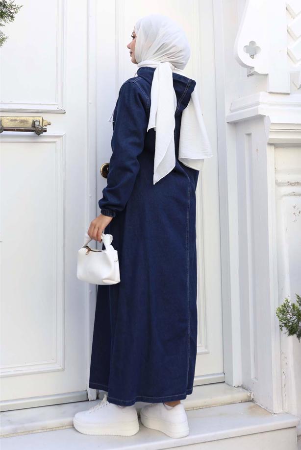 Vêtements hijab BLEU MARINE VESTE À CAPUCHE T 1011 - TRENDTESETTÜR