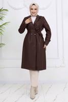 Vêtements hijab BRUN TRENCH-COAT CEINTURÉ EN SIMILICUIR T 3594
