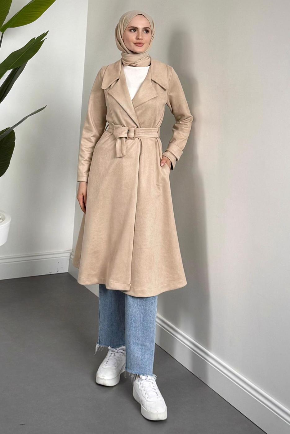 Vêtements hijab BEIGE TRENCH EN DAIM T 6426