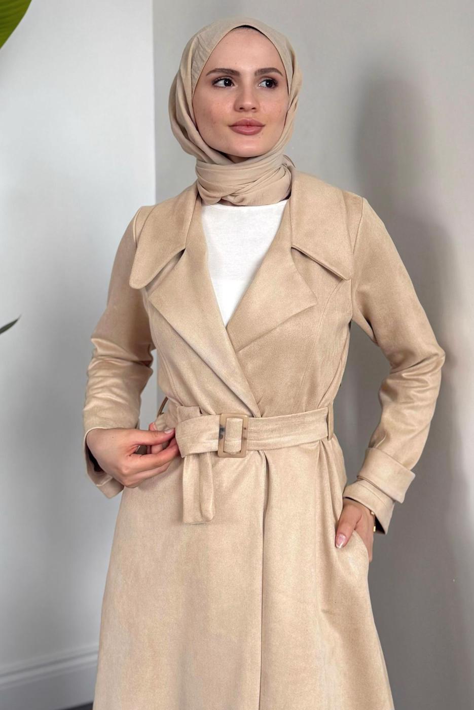Vêtements hijab BEIGE TRENCH EN DAIM T 6426